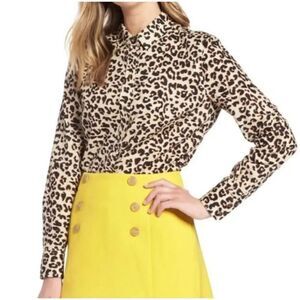 NWT Womens 1901 Cheetah Animal Print Button Down Weekend Shirt - Sz M